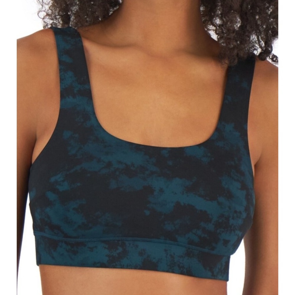 Jenni Sport Bra Womens S Green Black Tie Dye Square-Neck Bralette Hybrid